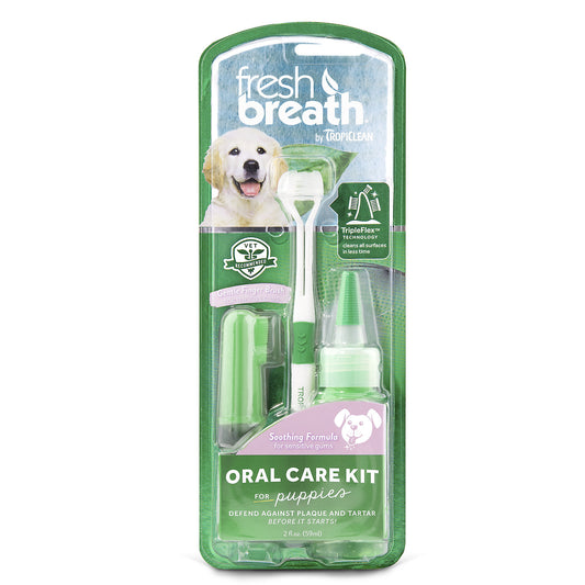 Tropiclean Fresh Breath Oral Care Kit For Dogs Puppies 2oz