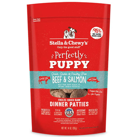Stella & Chewy's Perfectly Puppy Beef & Salmon Dinner Patties Freeze-Dried Raw Dog Food 14oz