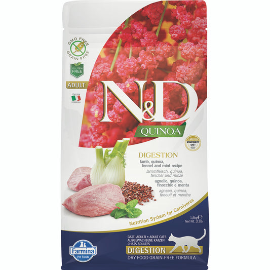 Farmina N&D Quinoa Digestion Lamb, Quinoa, Fennel & Mint Dry Cat Food 3.3lb