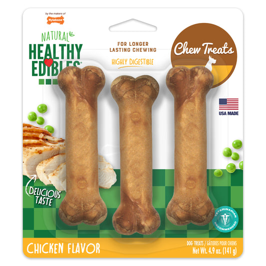Nylabone Healthy Edibles All-Natural Long Lasting Chicken Dog Chew Treats Small/Regular