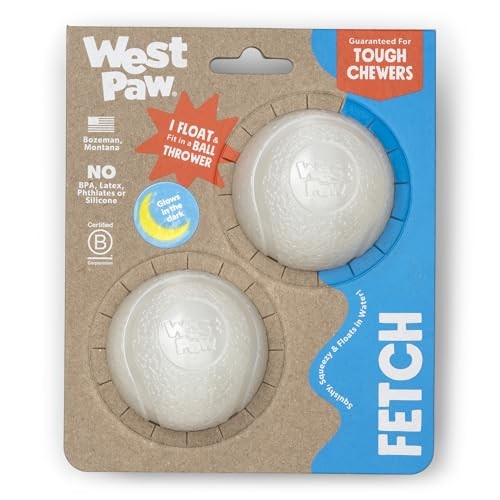 West Paw Boundr Ball for Dogs Small 2pk Glowy