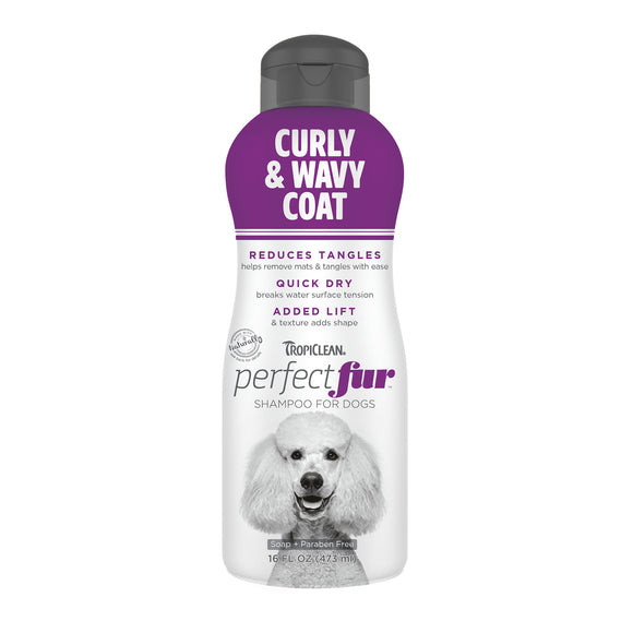 TropiClean PerfectFur Curly & Wavy Coat Shampoo for Dogs, 16oz