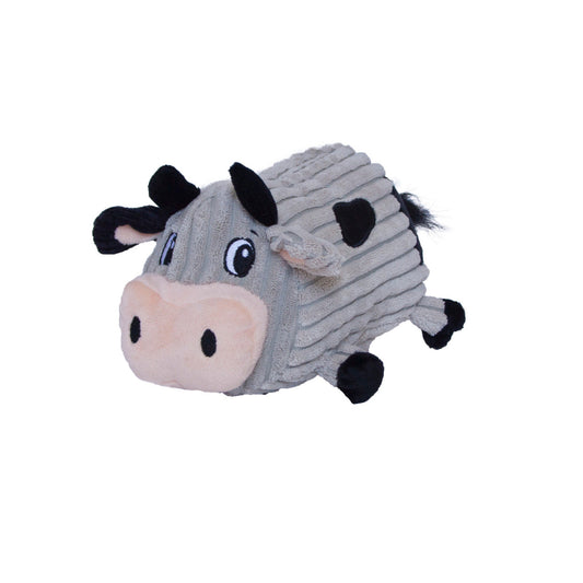 Outward Hound Fattiez Cow Plush Dog Toy, Grey, Medium