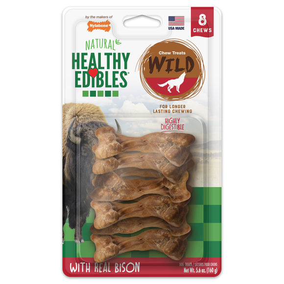 Nylabone Healthy Edibles WILD Natural Long Lasting Bison Dog Chew Treats Small/Regular