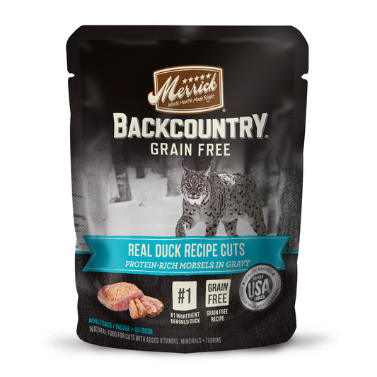 Merrick Backcountry Grain Free Wet Cat Food, Duck Recipe Cuts With Gravy 3oz pouch