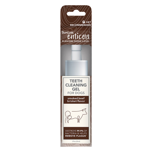 TropiClean Enticers Teeth Cleaning Gel for Dogs - Smoked Beef Brisket Flavor, 2oz