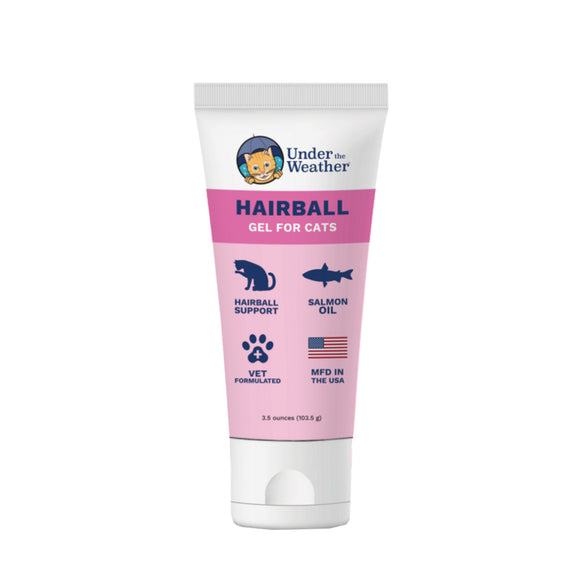 Under the Weather Hairball Gel for Cats | Vet Formulated Hairball Remedy Gel for Cats | Supports and Aids Normal & Natural Elimination of Hairballs in Adult Cats | 3.5 Ounces