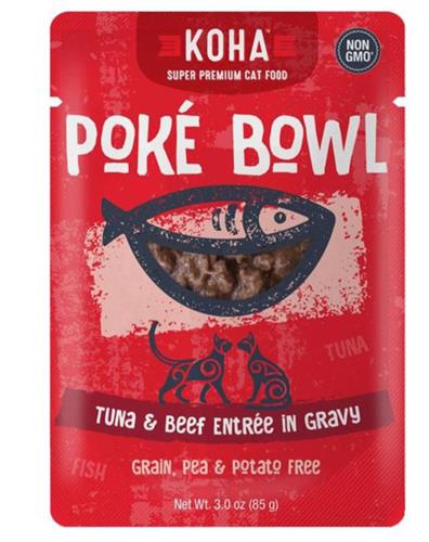 Koha Poke Bowl Tuna & Beef Entree Wet Cat Food 3oz pouch
