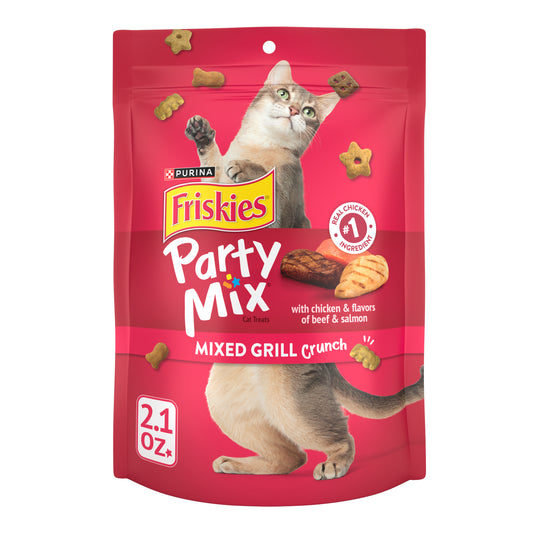 Purina Friskies Cat Treats, Party Mix Mixed Grill Crunch 2.1oz