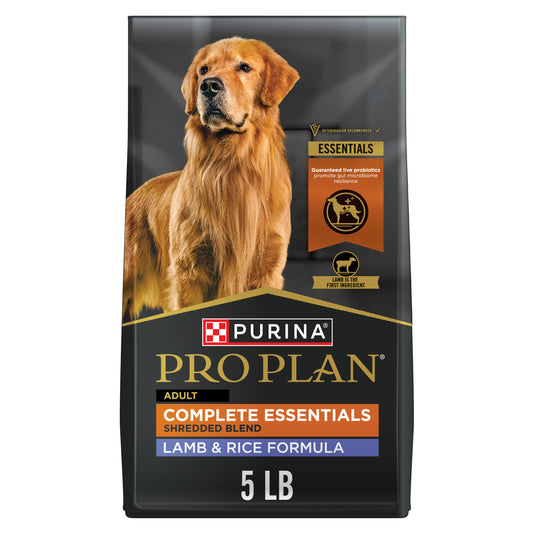 Purina Pro Plan Complete Essentials Shredded Blend Lamb and Rice High Protein Dog Food with Probiotics for Dogs 5lb Bag