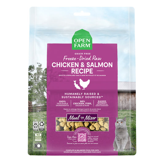 Open Farm Freeze Dried Cat Food, Chicken & Salmon Recipe, 3.5oz Bag