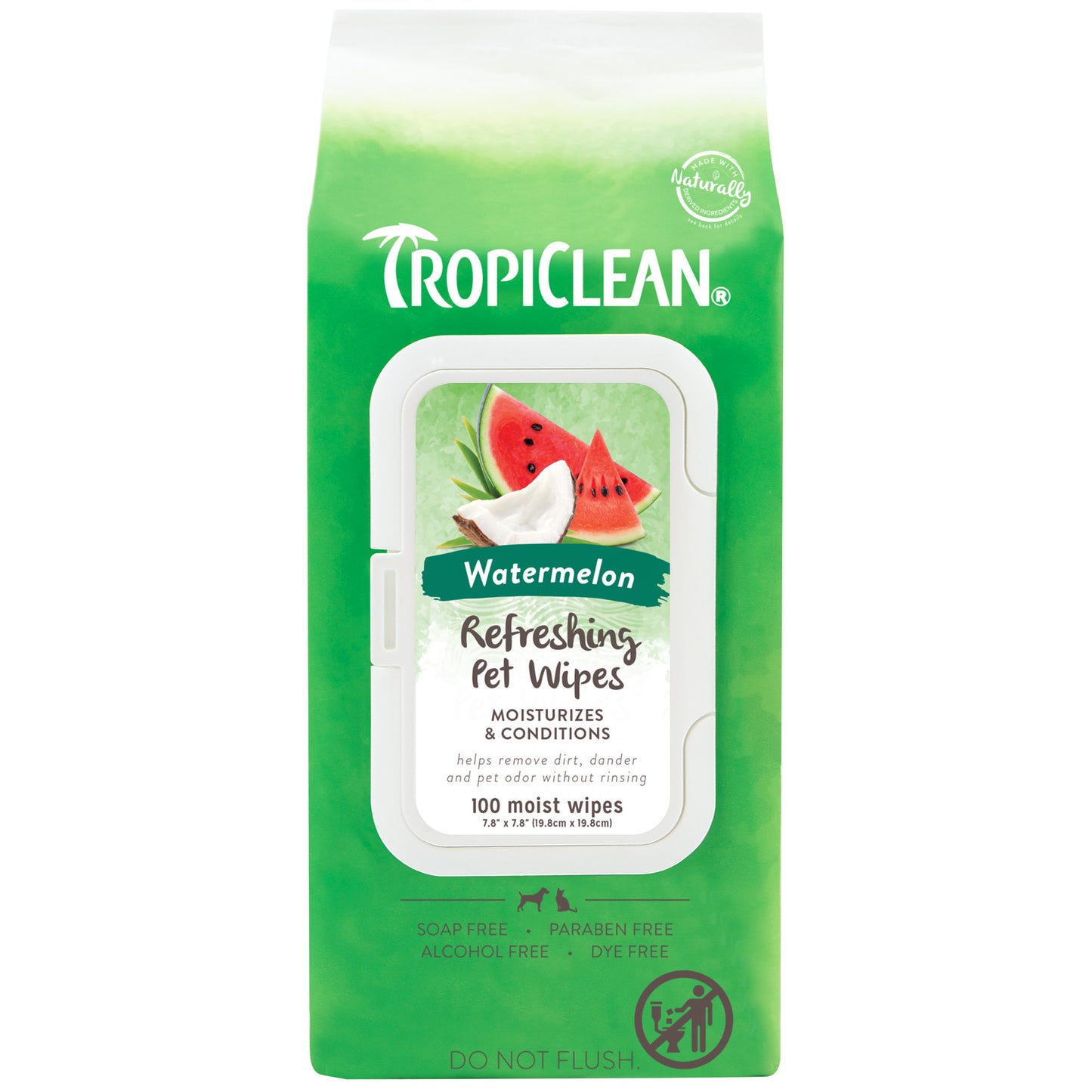 TropiClean Watermelon 2-in-1 Wipes, 100ct