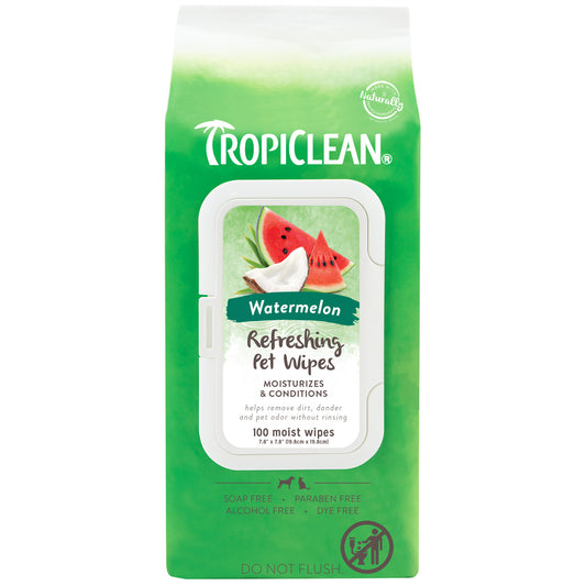 TropiClean Watermelon 2-in-1 Wipes, 100ct