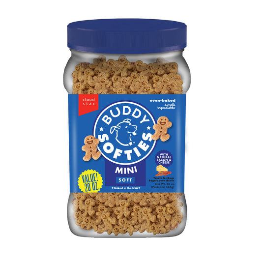 Cloud Star Buddy Softies Soft & Chewy Dog Treats Bacon & Cheese 20oz Jar