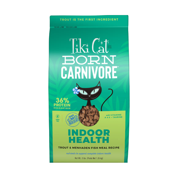 Tiki Cat Born Carnivore Indoor Health NON-GMO Trout and Menhaden Fish Meal Recipe 3lb