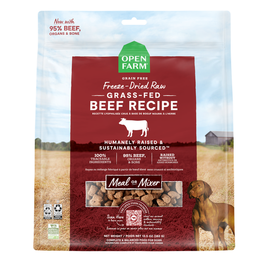 Open Farm Grass-Fed Beef Recipe Freeze Dried Raw Morsels For Dogs 22oz Bag
