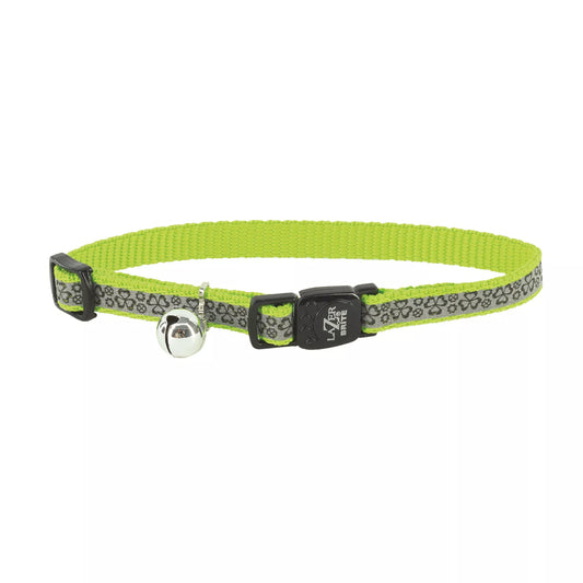 Coastal Lazer Bright 3/8in Wide 8-12In Reflective Breakaway Cat Collar Green Shamrocks