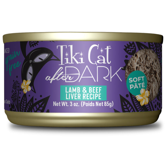 Tiki Cat After Dark Pate Wet Cat Food Lamb & Beef Liver 3oz Can
