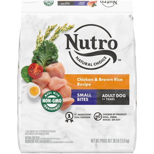 Nutro Natural Choice Adult Small Bites Dry Dog Food, Chicken & Brown Rice Recipe Dog Kibble, 30lb