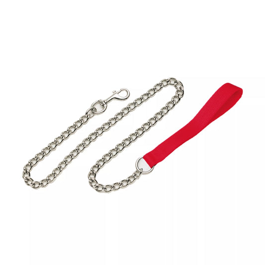 Coastal Titan 6ft Long 4.0mm Extra Heavy Chain Dog Leash with Nylon Handle Red