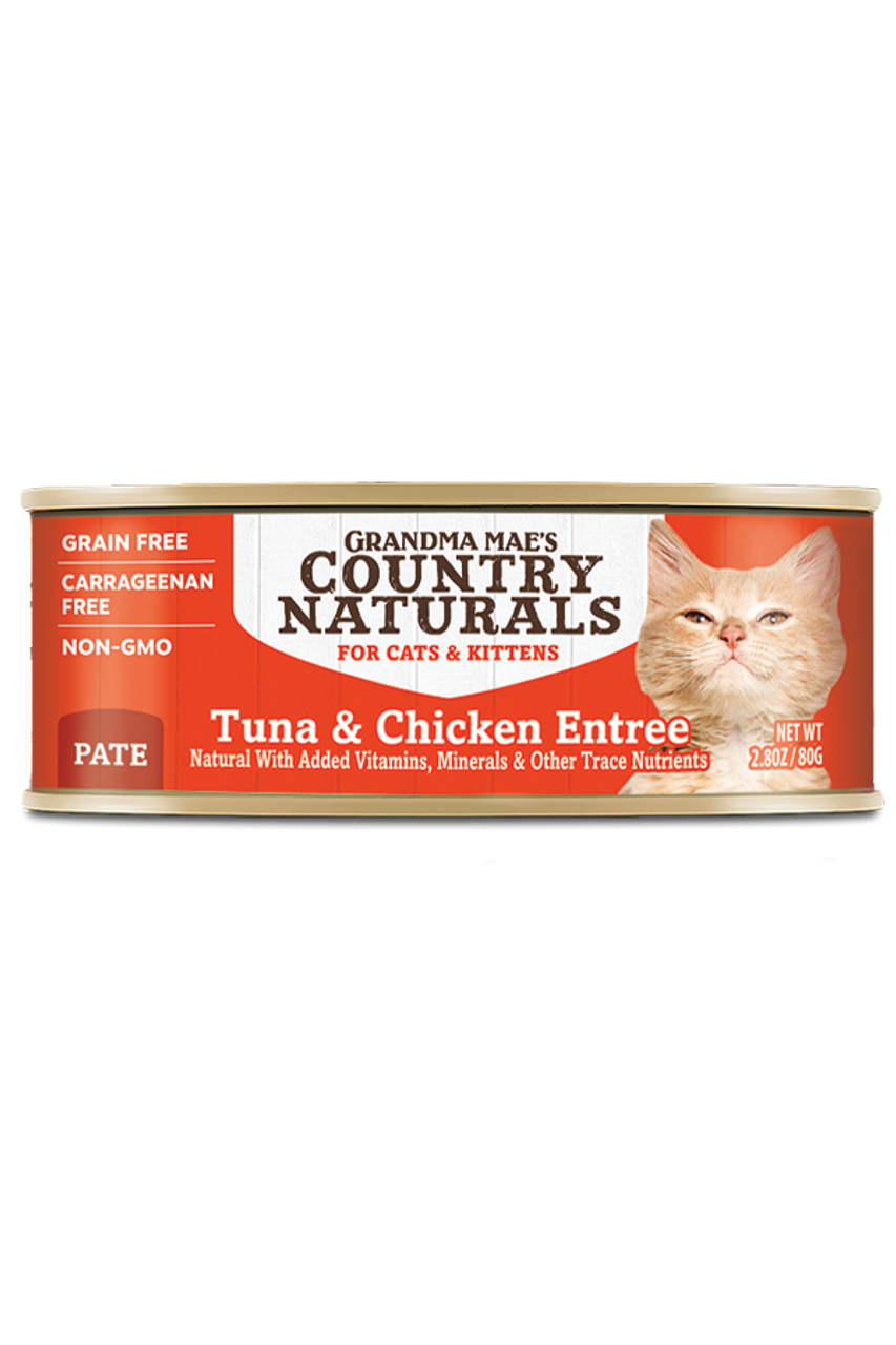 Grandma Mae's Country Naturals Grain Free Tuna & Chicken Entree Canned Cat & Kitten Food, 2.8oz