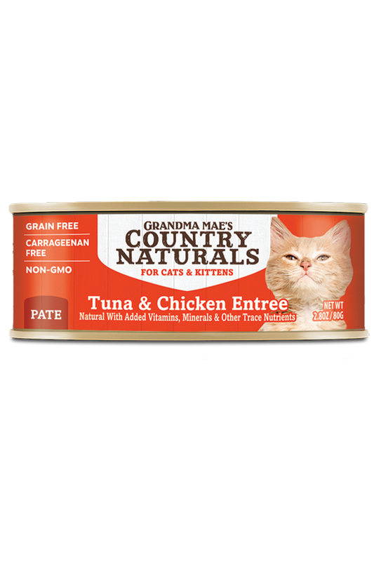 Grandma Mae's Country Naturals Grain Free Tuna & Chicken Entree Canned Cat & Kitten Food, 2.8oz