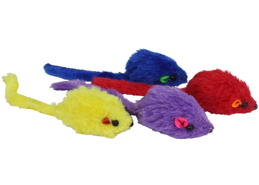 Multipet Cat Toy Multicolor Mice 4 Pack 2in