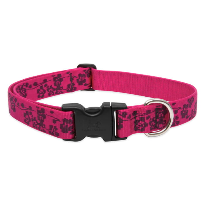 Lupine Pet Dog 1 In Wide 16-28 In Adjustable Collar Original Designs Plum Blosson