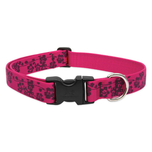 Lupine Pet Dog 1 In Wide 12-20 In Adjustable Collar Original Designs Plum Blossom