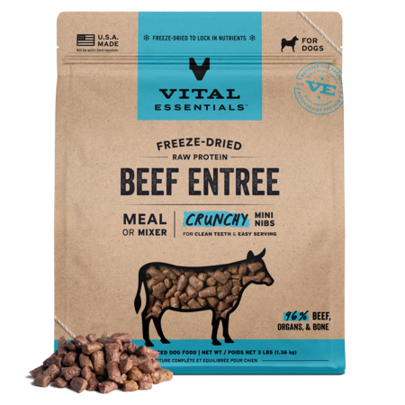 Vital Essentials Freeze-Dried Raw Beef Entree Dog Food Mini Nibs 3 lb