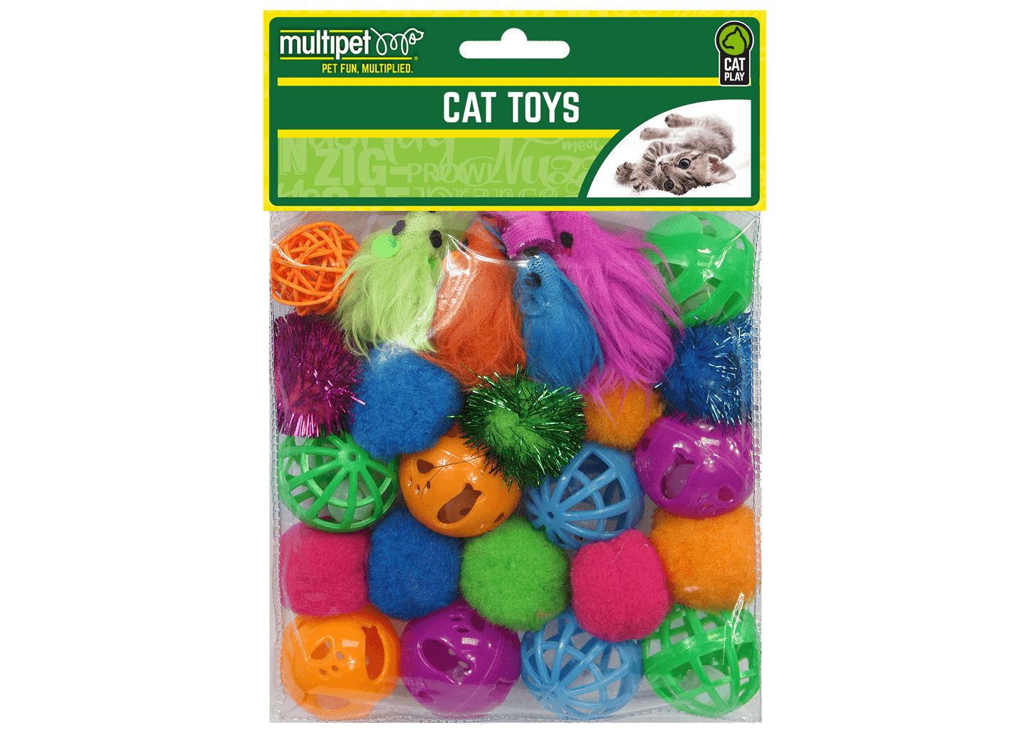 Multipet Cat Toy 24 Piece Balls and Mice Value Pack