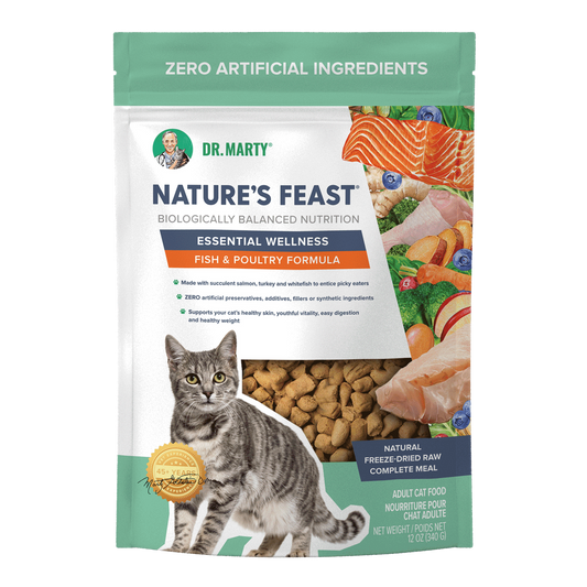 Dr. Marty Nature’s Feast Essential Wellness Fish & Poultry Freeze-Dried Raw Cat Food - 12 oz