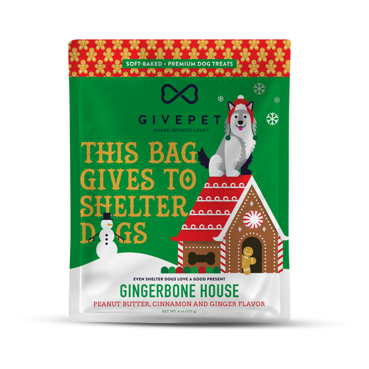 Givepet Holiday Gingerbone House Soft-Baked Dog Treat 6oz