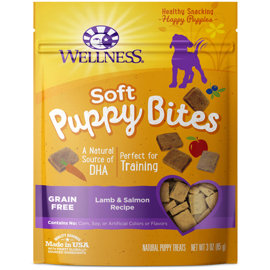 Wellness Puppy Bites Natural Grain Free Soft Puppy Treats Lamb & Salmon 3oz Bag