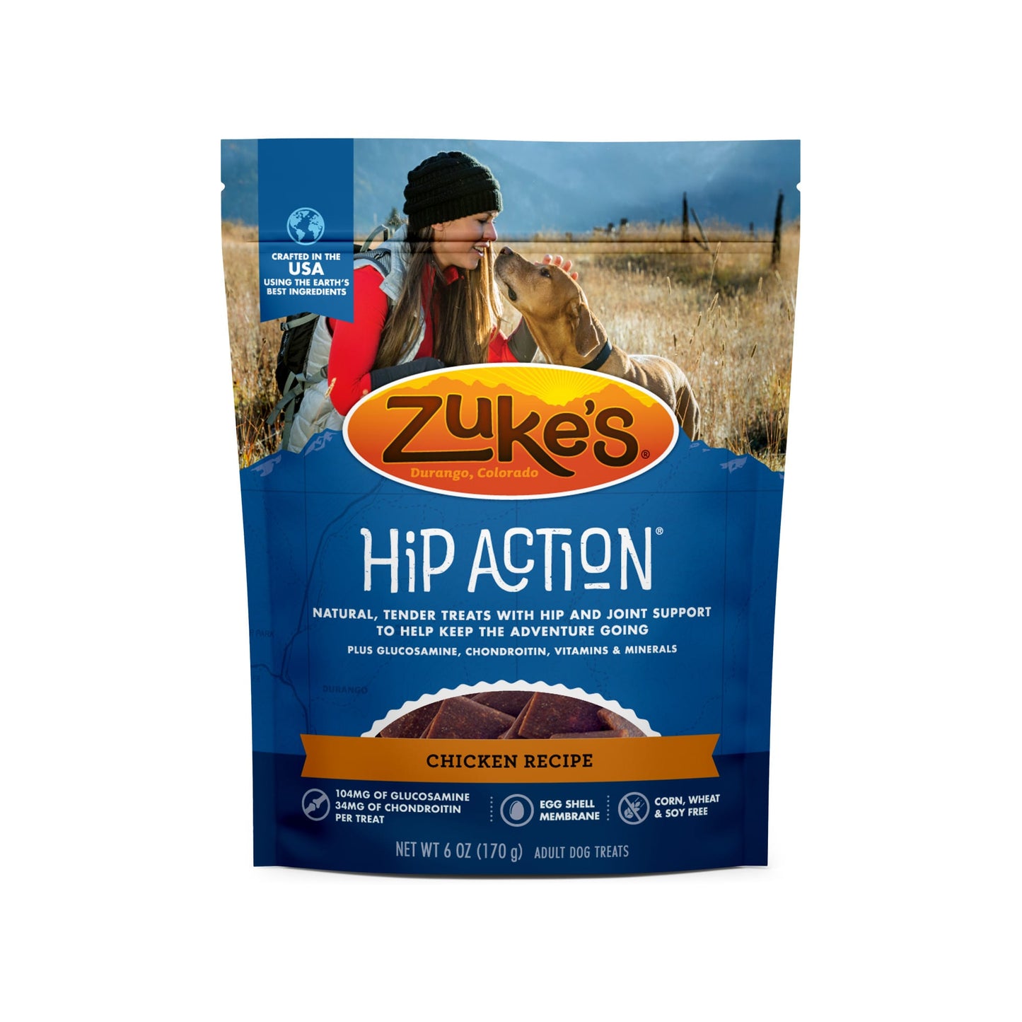 Zuke's Hip Action Natural Dog Treats, Peanut Butter Recipe 6Oz