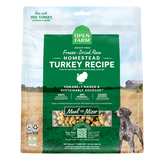 Open Farm Homestead Turkey Freeze Dried Raw Morsels For Dogs 22oz Bag