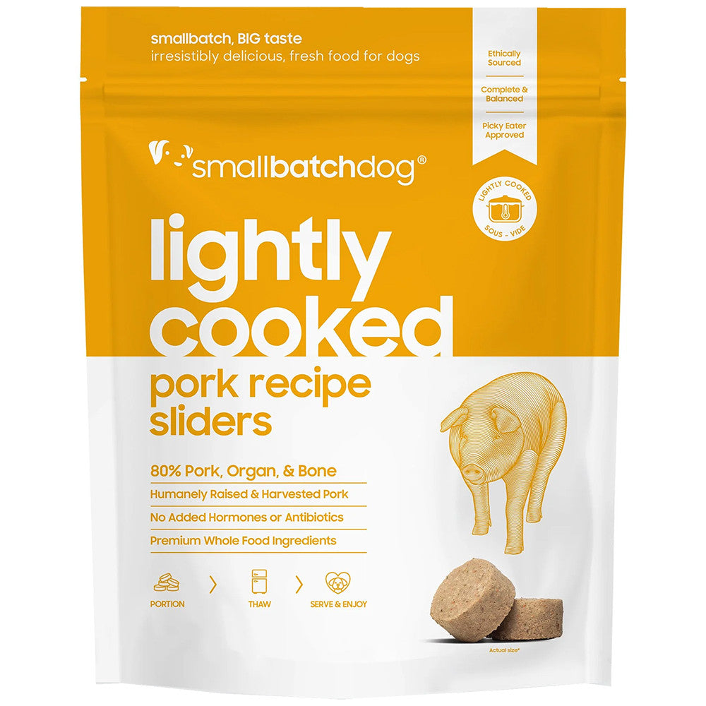 Smallbatch Lightly Cooked Pork Recipe Sliders Frozen Dog Food 2lb