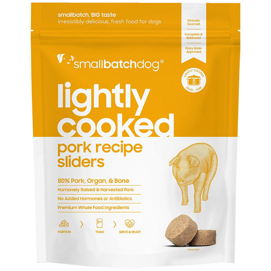 Smallbatch Lightly Cooked Pork Recipe Sliders Frozen Dog Food 2lb
