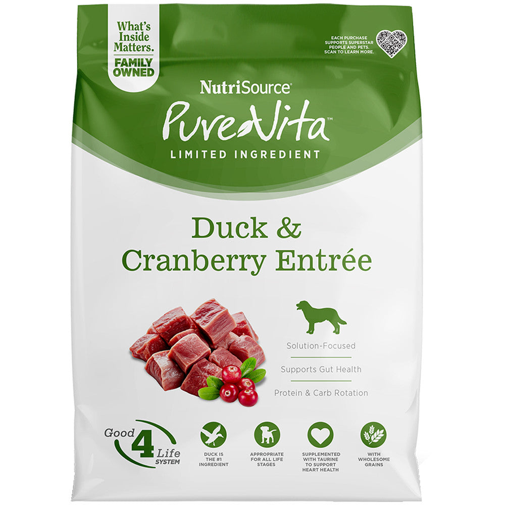 Nutrisource PureVita Duck & Cranberry Dry Dog Food 12lb