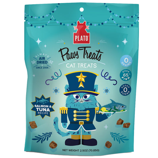 Plato Holiday Paws Salmon & Tuna Recipe Air Dried Cat Treats 2.5oz