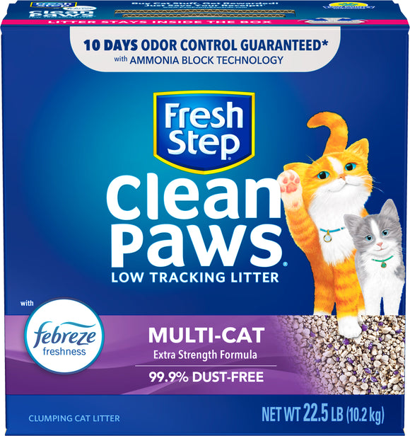 Fresh Step Clean Paws Multi-Cat Scented Clumping Cat Litter 22.5lb