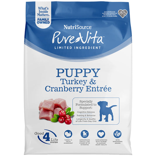 Nutrisource PureVita Puppy Turkey & Cranberry Grain Free Dry Dog Food 25lb