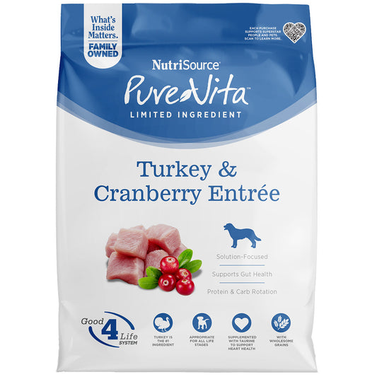 Nutrisource PureVita Turkey & Cranberry Grain Free Dry Dog Food 4lb