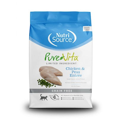 Pure Vita Grain-Free Chicken & Peas Entree Dry Cat Food, 12 lb