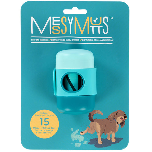 Messy Mutts Poop Bag Dispenser with Silicone Strap & Waste Disposal Bags