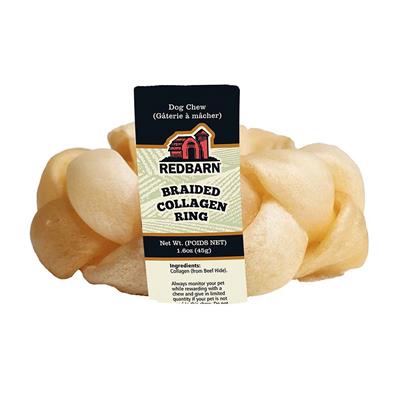 Redbarn Pet Products Collagen Braided Ring Dog Treat single