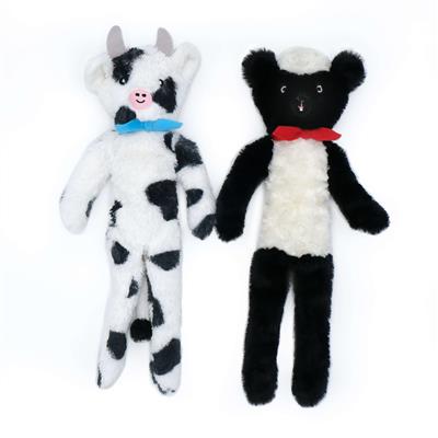 Zippy Paws Plush Dog Toy Fluffy Peltz - Sheep and Cow