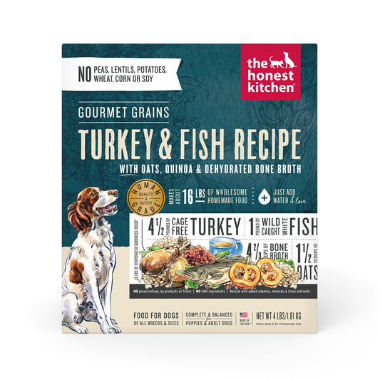 The Honest Kitchen Dehydrated Gourmet Grains Turkey & White Fish Dog Food 4lb