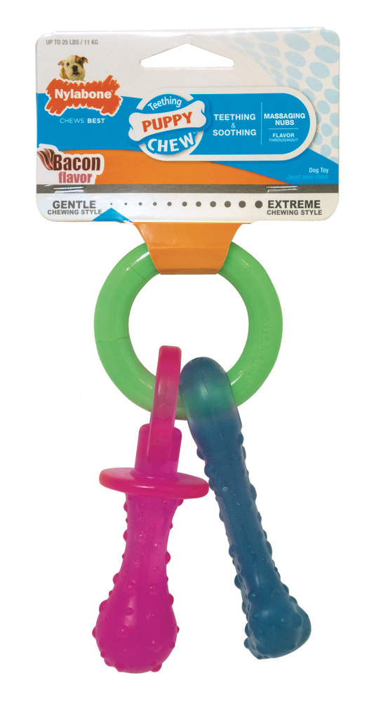 Nylabone Puppy Pacifier Teething Toy Bacon Pacifier Small/Regular