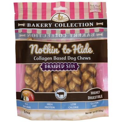 Fieldcrest Farms Nothin' To Hide Bakery Collection Dog Treat Braided Stix, Beef 4.5in 5pk